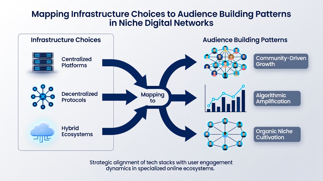 Chart showing audience building patterns linked to different infrastructure types over time